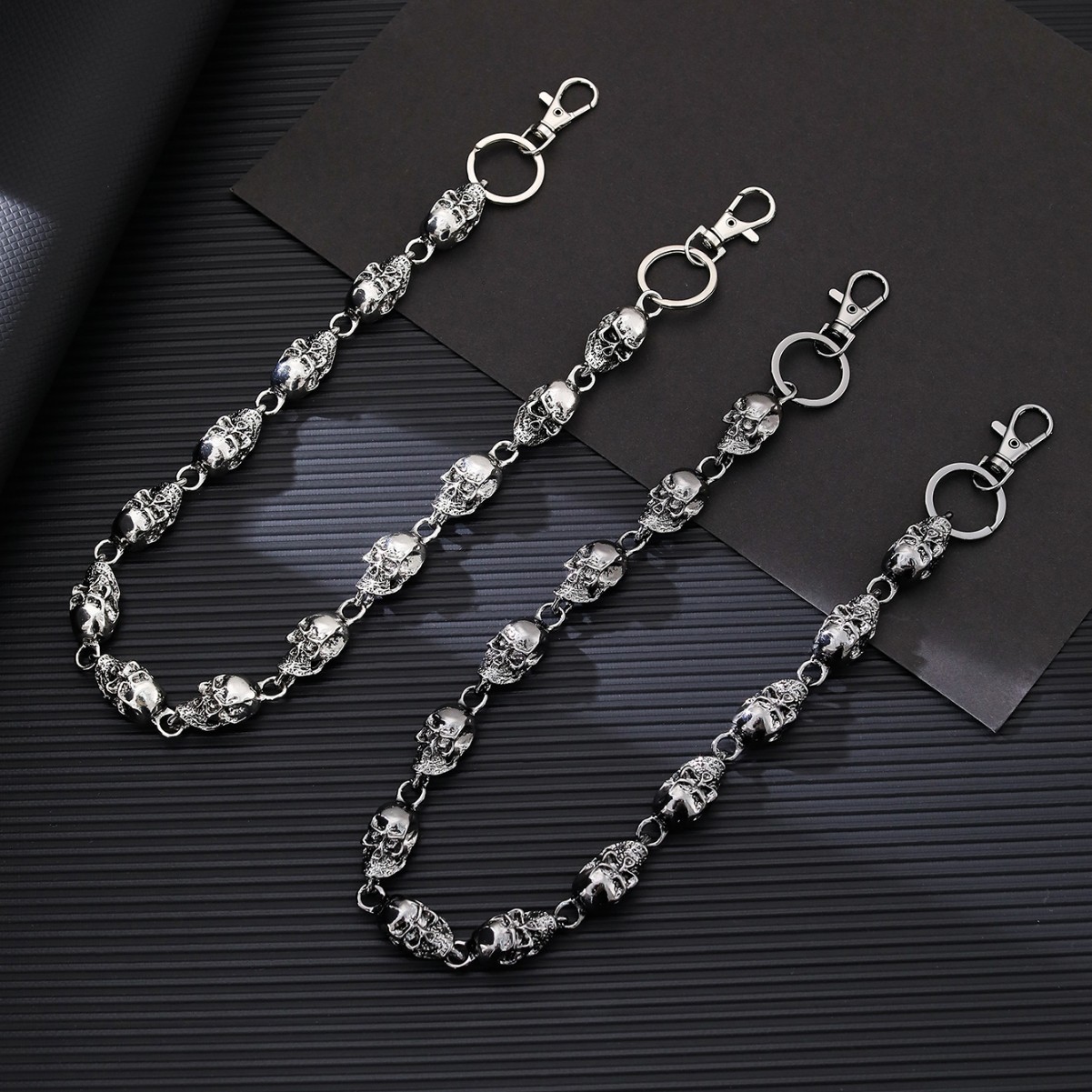 Gothic Skull Ring - Skull Keychain Wallet Chain, Punk Gothic