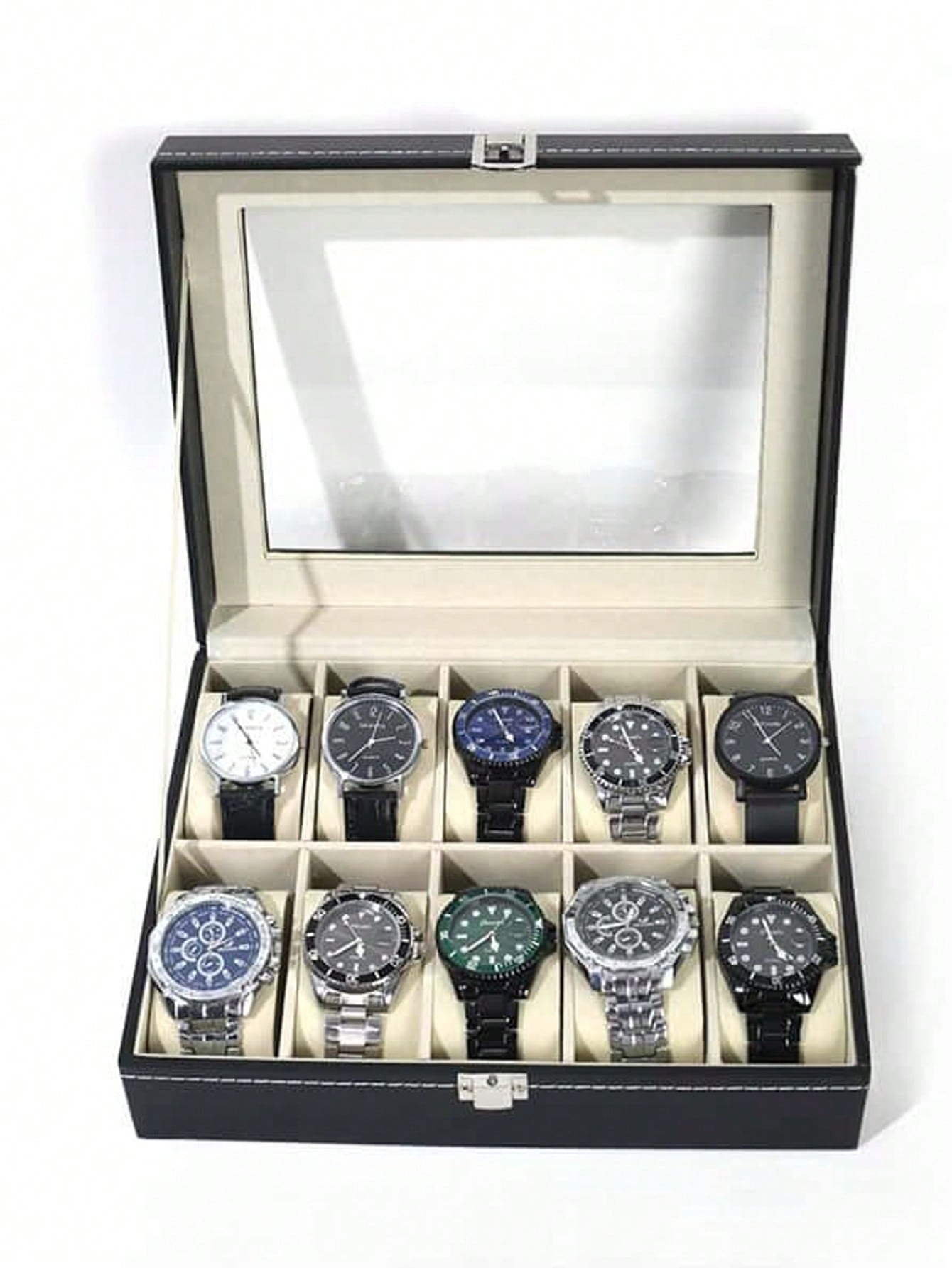 Jewelry Type Watches - Leather Watch Box with Lock, Large