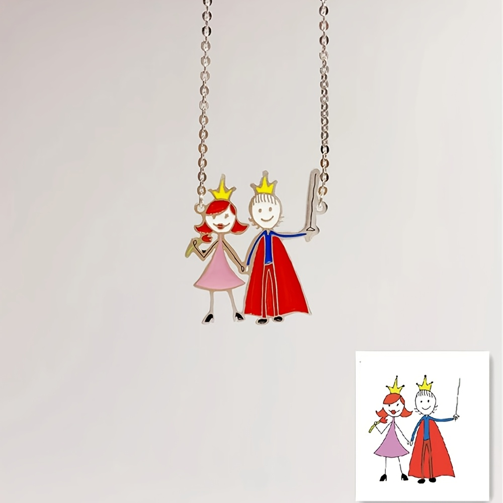 Engraved Name Necklace - Children's Drawing Making Pendant Souvenirs Jewelry
