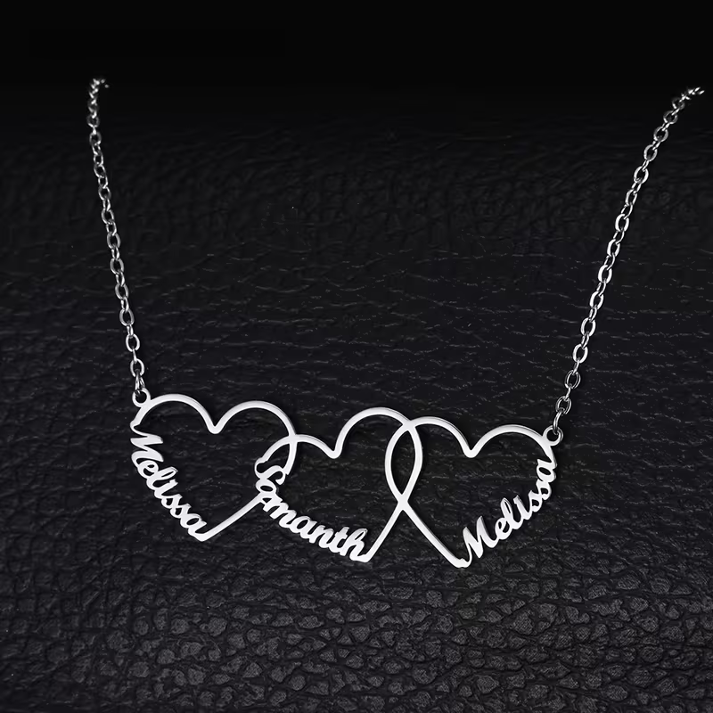 Custom Interlocking Heart Name - Engraved Name Necklace ulasan dan harga