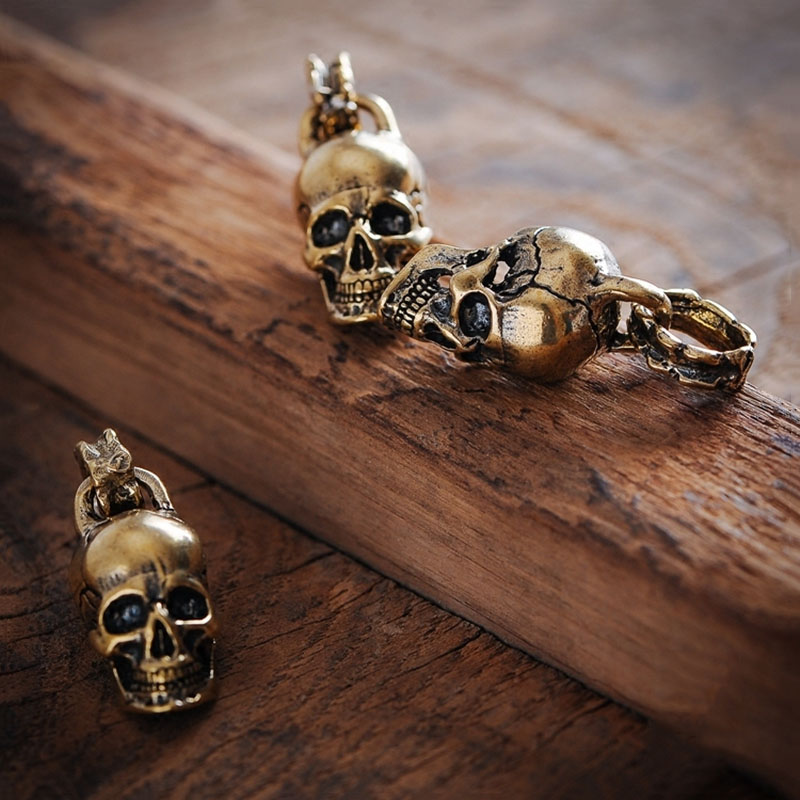 Vintage Punk Skull Head Keyrin - Gothic Skull Ring ulasan dan harga