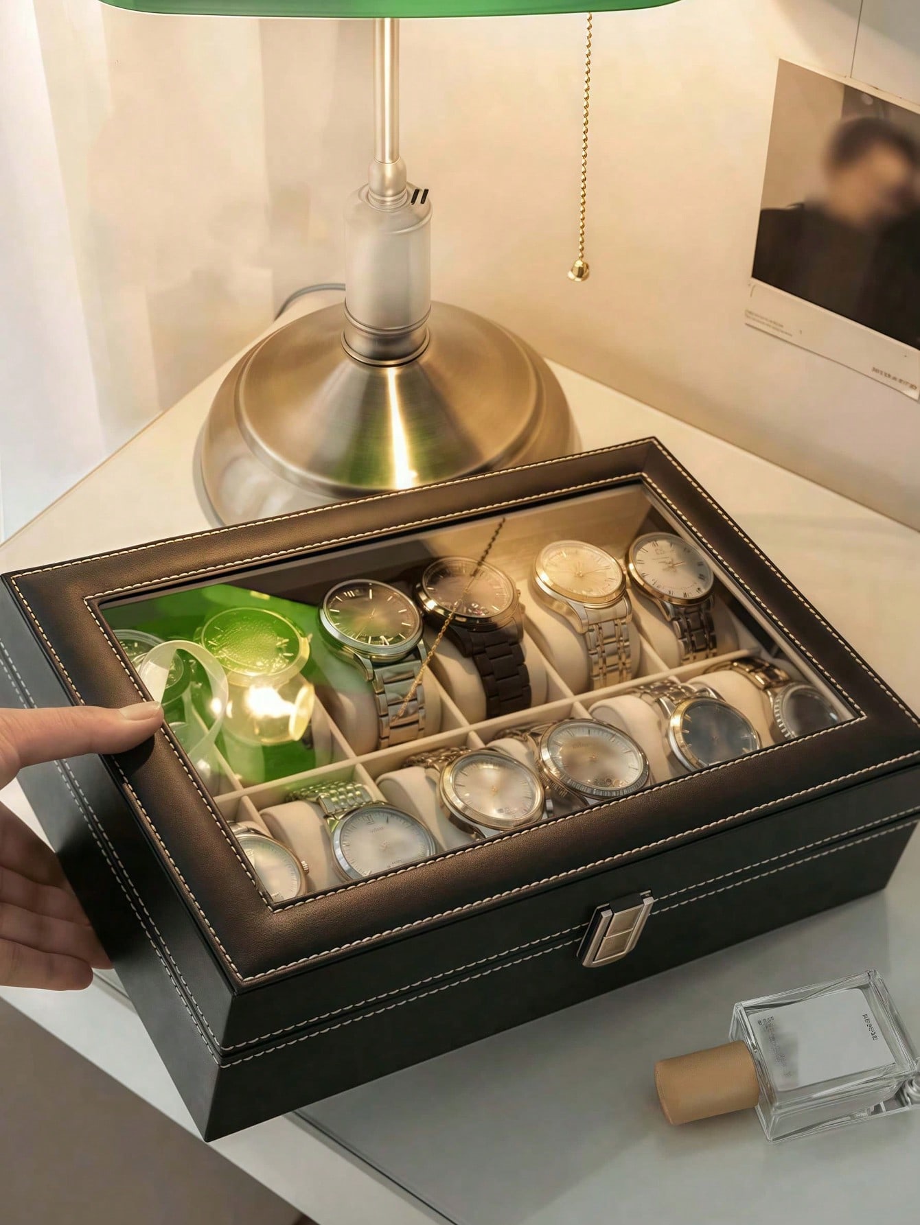Leather Watch Box with Lock, L - Jewelry Type Watches ulasan dan harga