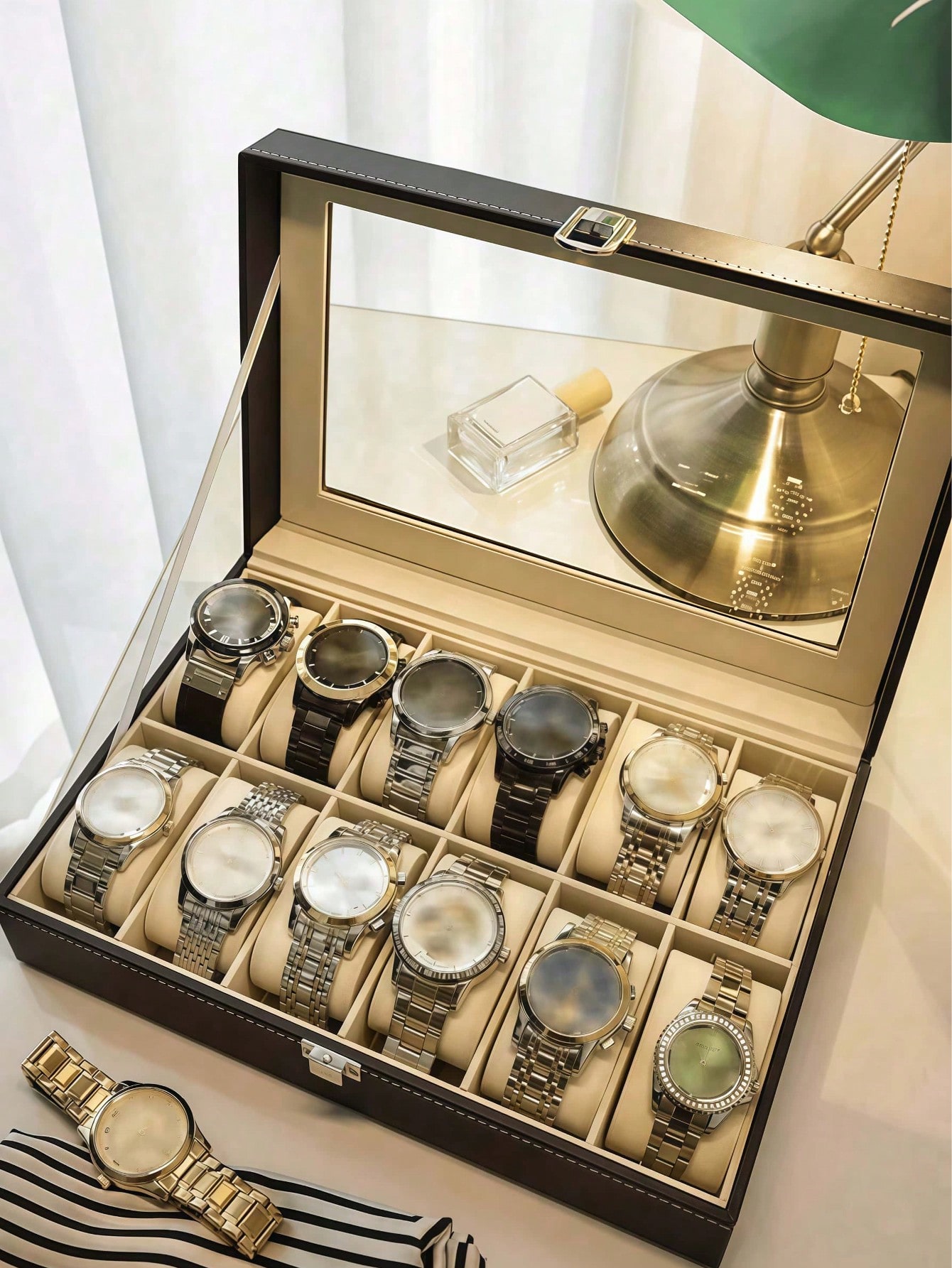 Leather Watch Box with Lock, L - Jewelry Type Watches ulasan dan harga