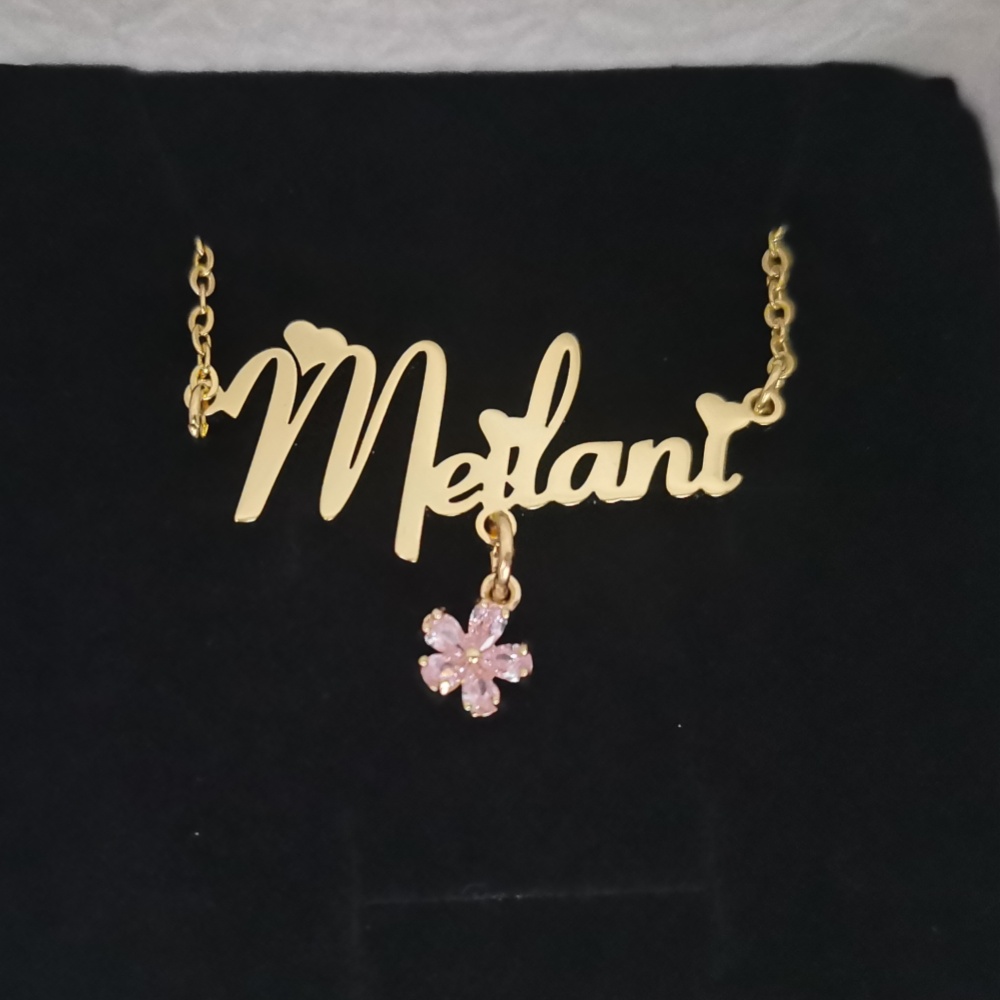 LeeChee Flower Zircon Small Pe - Engraved Name Necklace ulasan dan harga