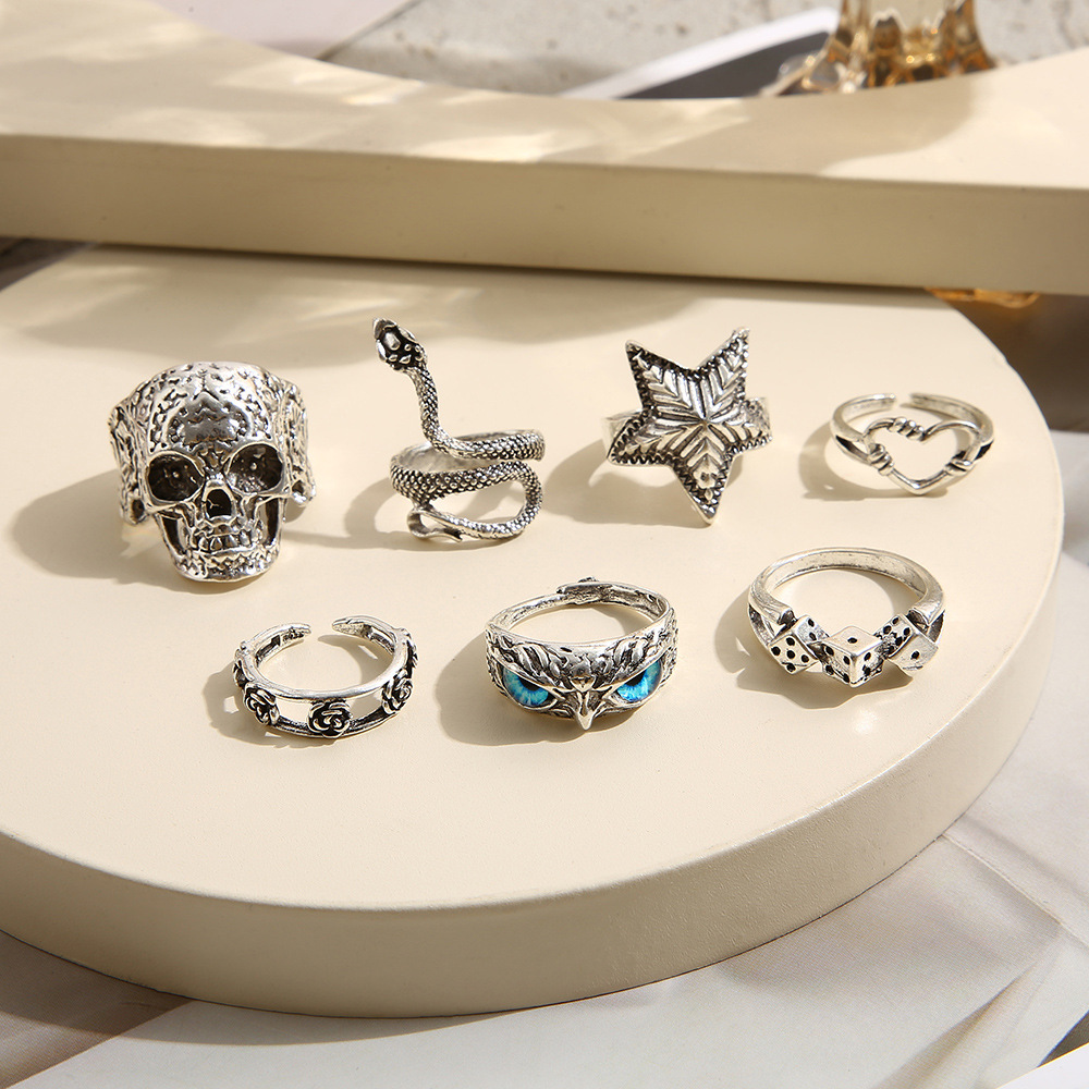Hiphop Vintage Silver Color Sk - Gothic Skull Ring ulasan dan harga
