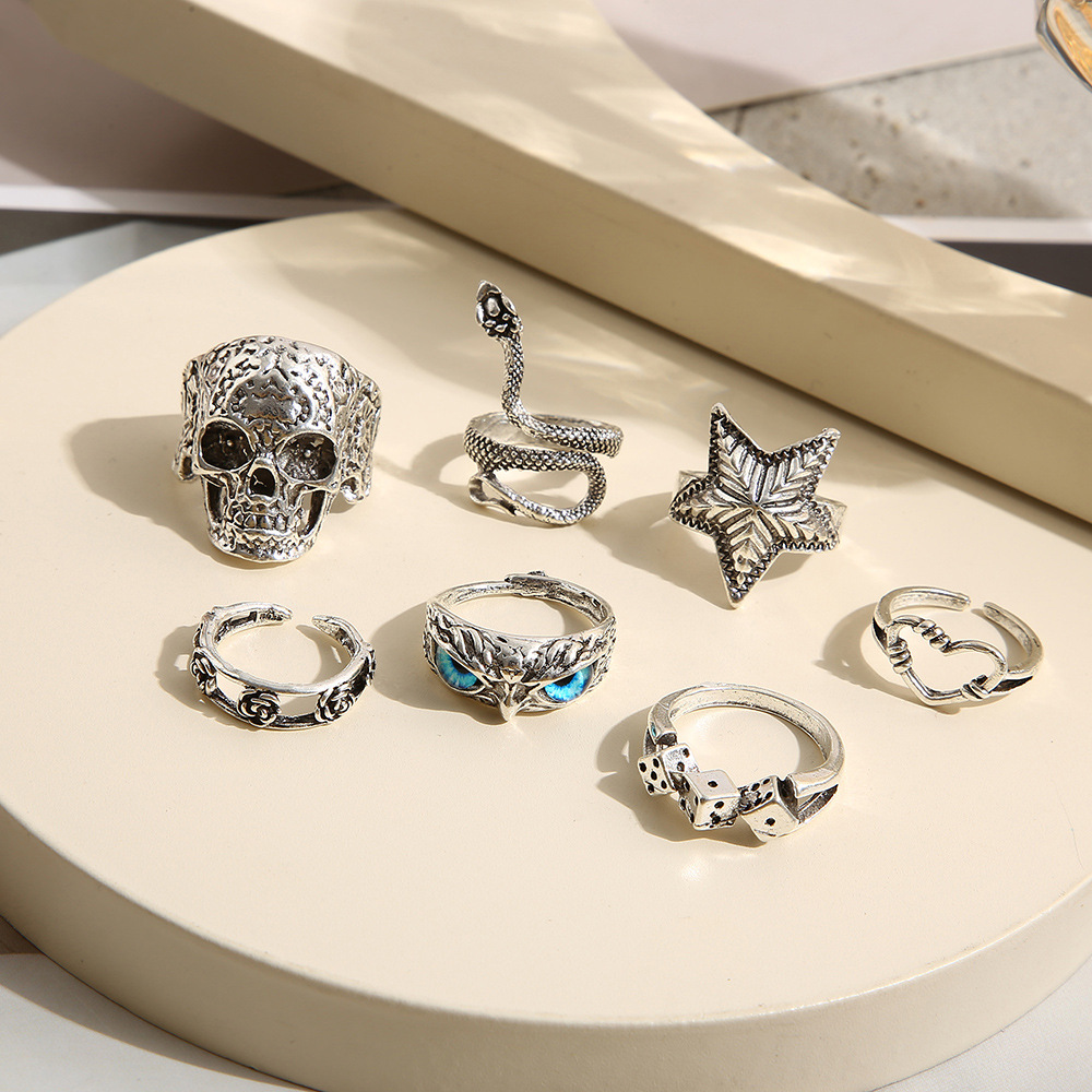 Hiphop Vintage Silver Color Sk - Gothic Skull Ring ulasan dan harga