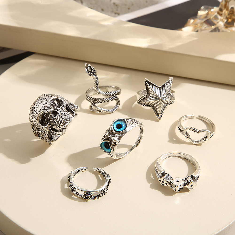 Hiphop Vintage Silver Color Sk - Gothic Skull Ring ulasan dan harga