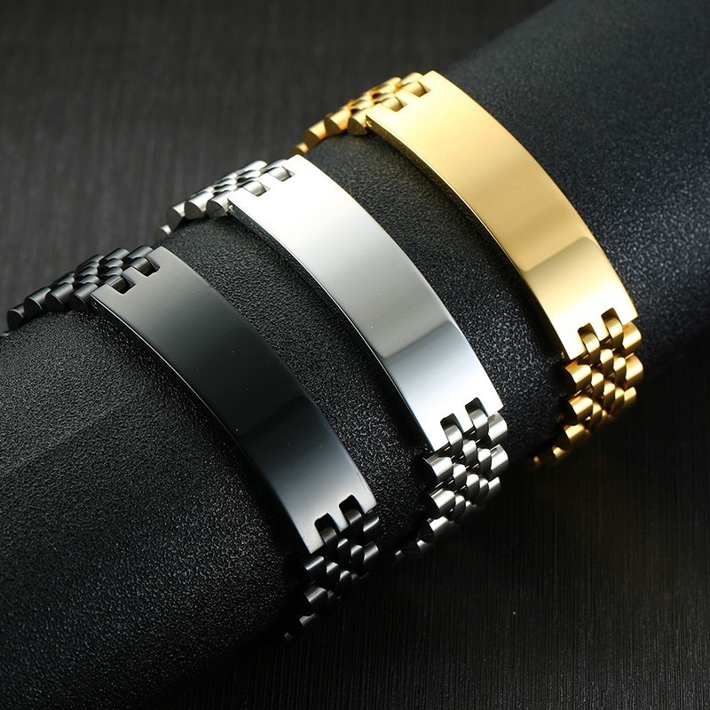 Vnox Mens 15mm Wide ID Tag Bra - Jewelry Type Watches ulasan dan harga