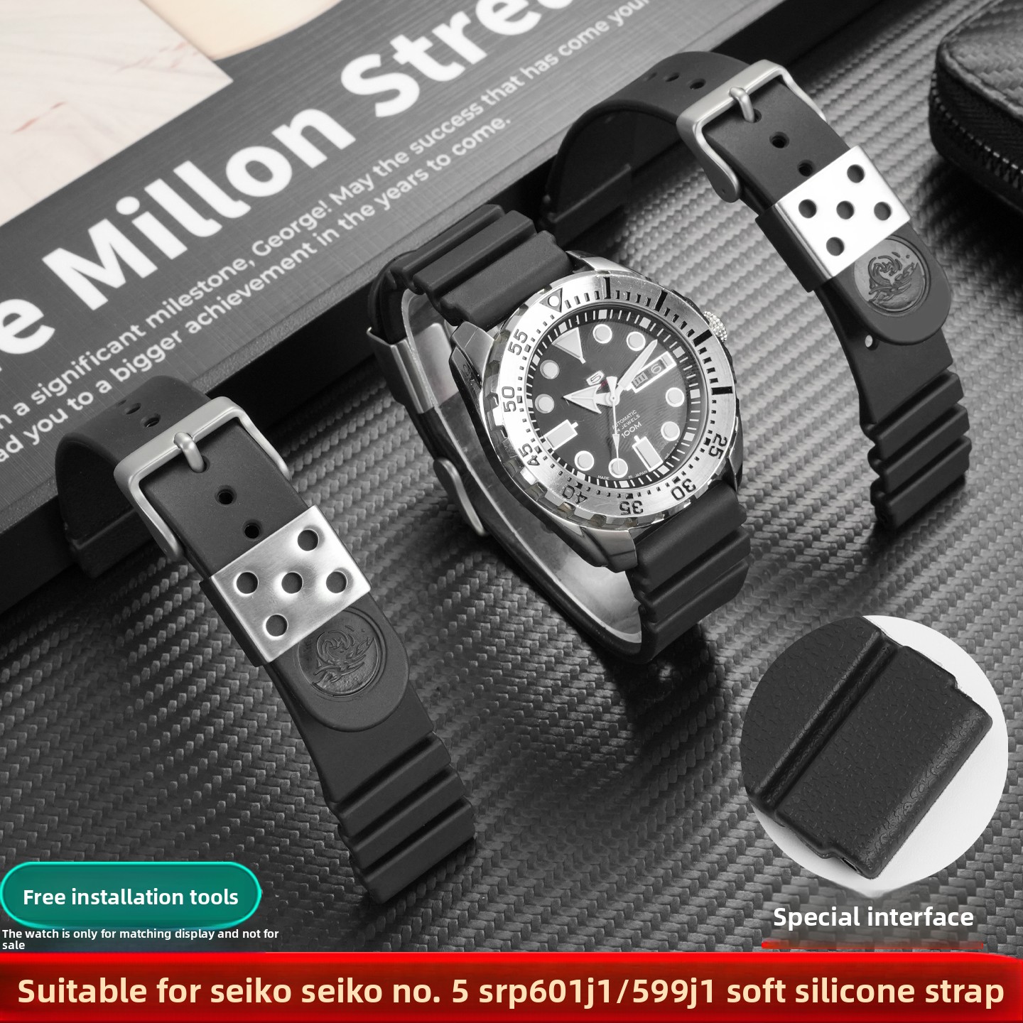 22mm silicone watch band For S - Seiko Watch 5 Sports ulasan dan harga